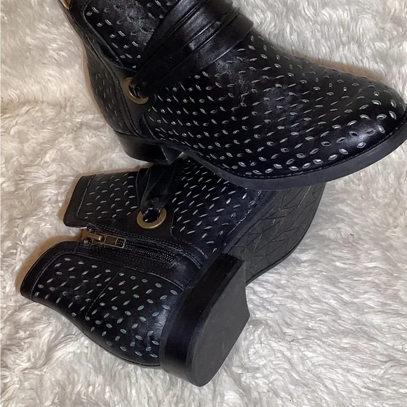 Spenco orthotic black leather razor cut ankle boots size 8.5 - Picture 8 of 9
